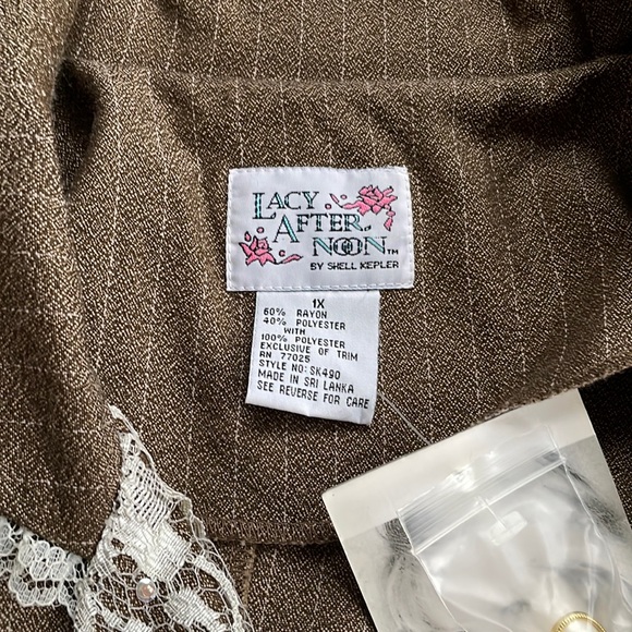 Lacy Afternoon by Shell Kepler Vintage 80s Lace Suit Jacket Shoulder Pads Sz 1X - Picture 3 of 8
